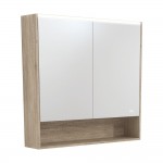 Fie LED Mirror Cabinet with Display Shelf & Scandi Oak Side Panels 900